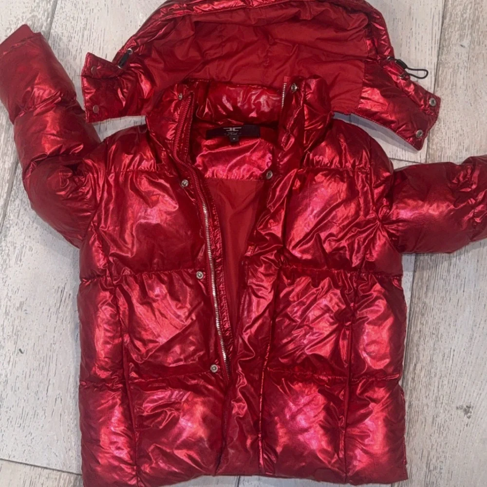 JORDAN CRAIG boy's youth metallic holographic hooded bubble jacket red 6 read - Picture 12 of 12